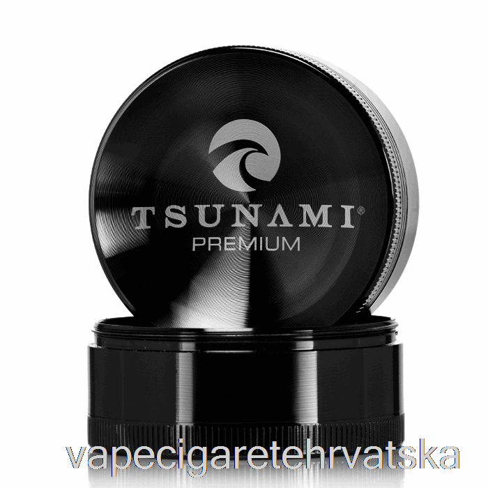 Vape Hrvatska Tsunami 2.4inch 4-dijelni Sunken Top Grinder Black (63mm)